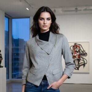 Dark tan khaki faux suede crop moto jacket